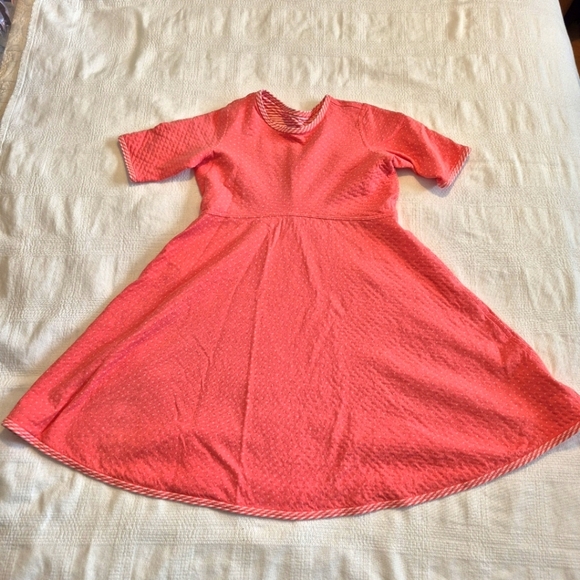 Hanna Andersson girls size 130 or 8 reversible dress lt orange & white VGUC - Picture 1 of 11
